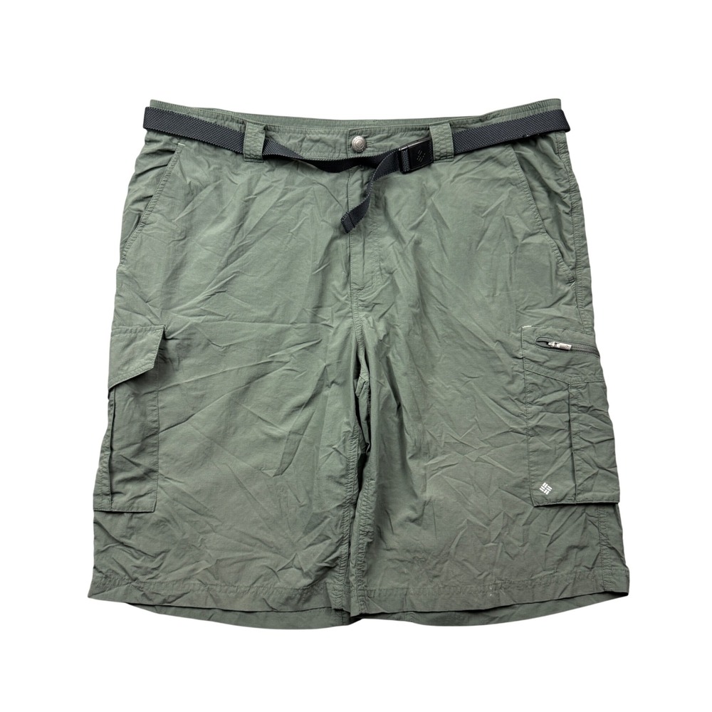 Columbia Mens 40 Omni-Shade Cargo Shorts Green Belted Hiking Outdoors Nylon 11"